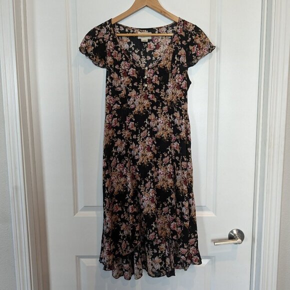 Denim and Supply Ralph Lauren Dress Size 6 Floral Flutter Sleeve Hi-Low hem - Picture 7 of 16